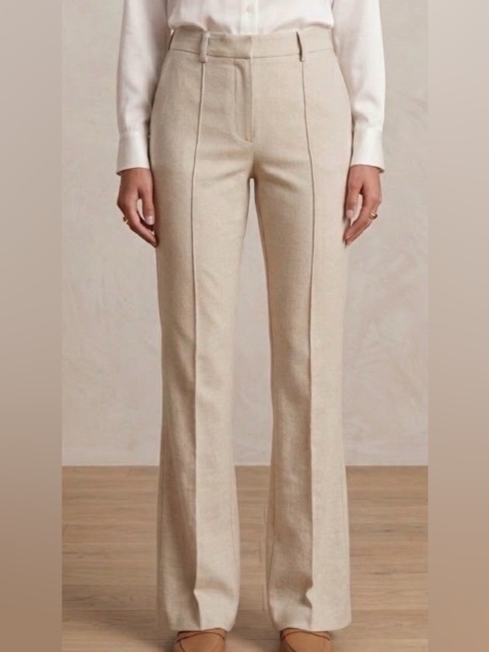 LOFT Boot Cut Pintuck Stretch Fabric Dress Pants in Light Beige: 10 Petite
